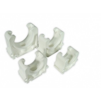PVC pipe clamp Ø 20mm white open ( 931-20 ) ( will only suit metric plumbing )